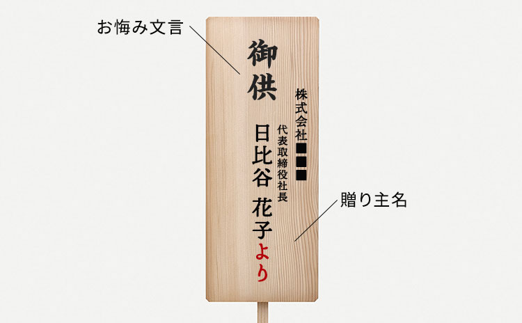 お供え・お悔やみの場合 木札