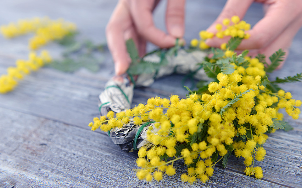 自宅で楽しむコラム「FLOWER STORY」「ミモザ」をリースで楽しむ｜フラワーギフト通販