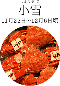 小雪(しょうせつ)11月22日~12月6日頃