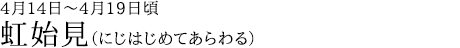 虹始見（にじはじめてあらわる）4月14日～4月19日頃