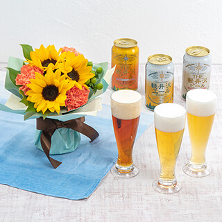 THE軽井沢ビール「クラフトビール 3種飲み比べ」とそのまま飾れるブーケのセット