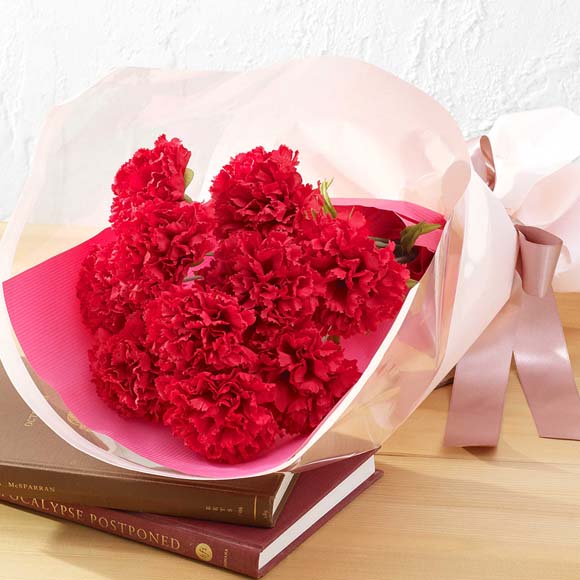 赤いカーネーションの花束「ありがとうの花」